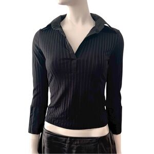 Vintage Limite Y2K Polo Style Black Collar Cuff Shirt